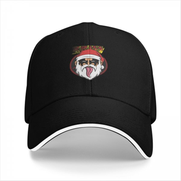 Black Baseball Cap With Rock Santa Claus Graphic For Christmas