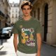 Olive t-shirt with Choco-Bo's cereal graphic featuring a yellow bird