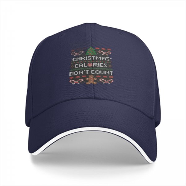 Black Baseball Cap With Christmas Calories Don't Count Festive Print
