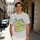 Olive graphic t-shirt with 'MY BESTO FRIENDO' anime character print