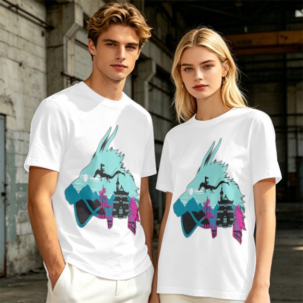 Olive T-Shirt With Spirited Away Dragon Silhouette Artwork