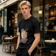 Olive T-shirt with cartoon pizza running on treadmill graphic