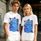 Olive T-Shirt With Cheshire Cat And Crow Graphic Print