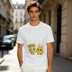 Olive T-Shirt with Cute Pizza and Pineapple Holding Hands Print