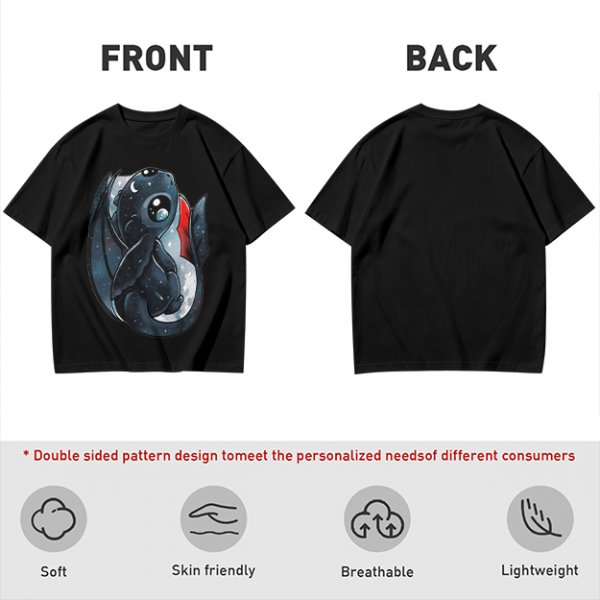 Olive T-shirt with cute starry night dragon graphic