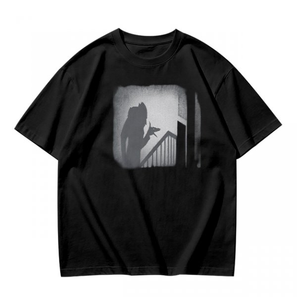 Olive T-Shirt With Horror Staircase Silhouette Graphic