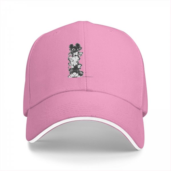Black Baseball Cap With Stacked Cartoon Creature Graphic