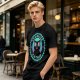 Olive T-Shirt with 'Legalize Catnip' Hypnotic Black Cat Graphic