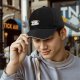 Black Baseball Cap with Teacup and Saucer Graphic Print