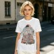 Olive T-Shirt With Whimsical Cat Crescent Moon Artwork
