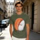 Olive T-shirt with Cute Hugging Salmon Sushi and Rice Print