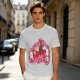 Olive green t-shirt with cute cats and love hearts graphic