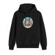 Black hoodie with Totoro graphic holding a small plant