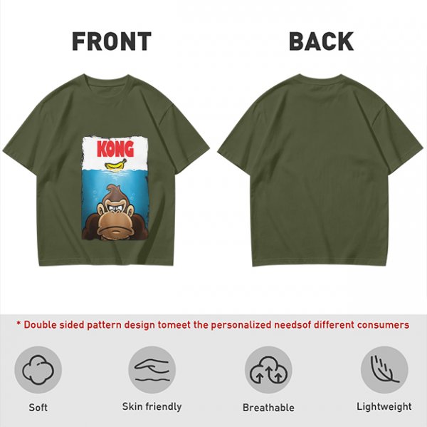 Olive T-Shirt With Cartoon Kong Banana Water Print