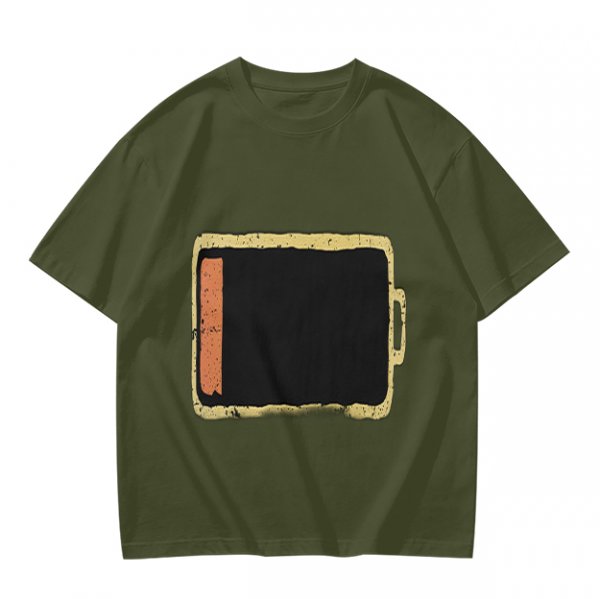 Olive Green T-Shirt With Distressed Retro TV Graphic Print