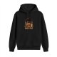 Black Hoodie With Sacred Order Of Fast Food Graphic Print