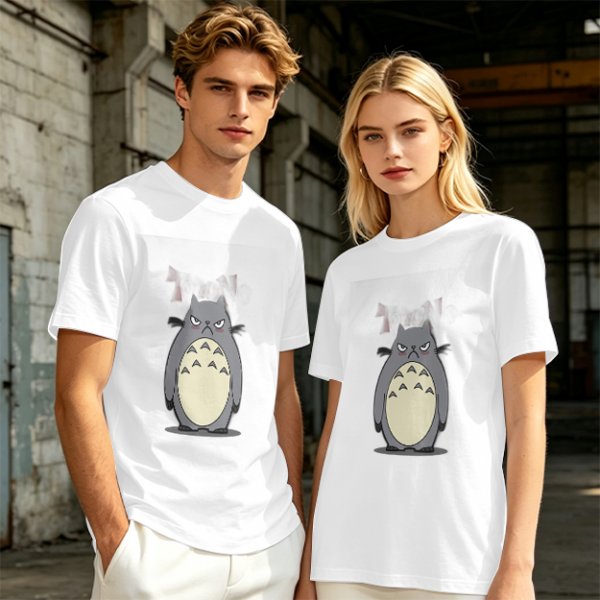 Olive T-shirt with Angry Totoro Graphic Print