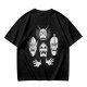 Olive T-shirt with Four Dark Fantasy Villain Heads Graphic Print