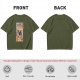 Olive T-Shirt with Japanese Style Sushi Chef Cat Print