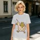 Olive T-Shirt Featuring Frog Riding Duck Holding Knife