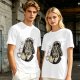 Olive T-shirt with Darth Vader holding a steaming coffee cup
