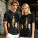 Olive T-Shirt With Cartoon Characters Riding Bikes Through Portal