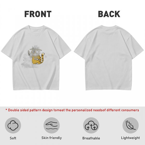Olive T-Shirt With Whimsical Cat Fish Hybrid Graphic