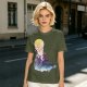 Olive T-Shirt with Watercolor Witch and Moon Art Print