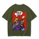 Olive T-shirt with He-Man slapping Skeletor comic print