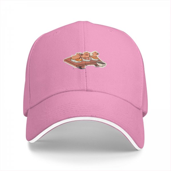 Black Baseball Cap With Cute Dumpling Food Illustration