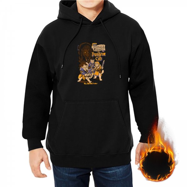 Black Hoodie With Dungeons And Dragons Style Fantasy Graphic Print