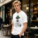 Olive T-shirt with UFO Alien and Disco Dancing Cats Print