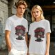 Olive t-shirt with cat graphic and 'You Found The Remote' movie text