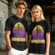 Saxsquatch Bigfoot Playing Saxophone Retro Sunset T-Shirt