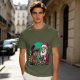 Olive T-Shirt with Santa and Thanksgiving Turkey Graphic