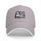 Black baseball cap with flexing woman and man face graphic