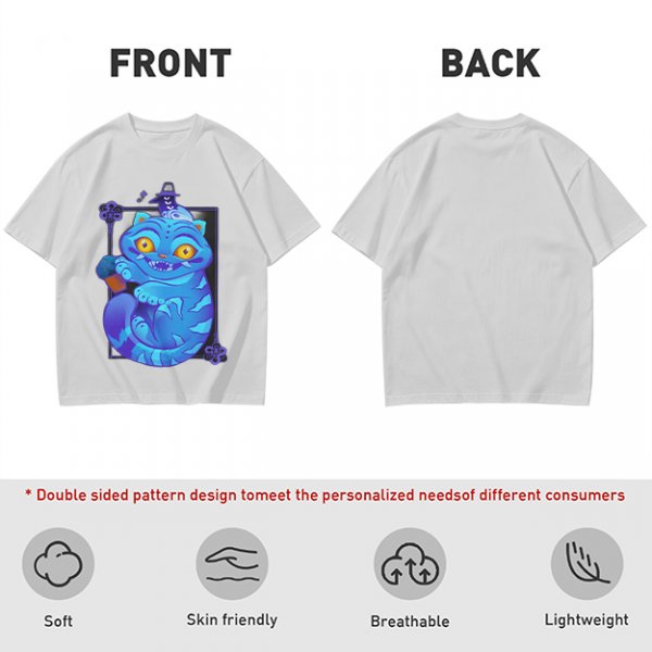 Olive T-Shirt With Cheshire Cat And Crow Graphic Print