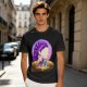 Olive T-Shirt With Purple Haired Woman And Concert Stage Print