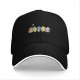 Black Baseball Cap With Colorful Cartoon Character Group Print