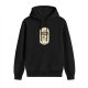 Black Hoodie with Vintage Wine Label Graphic Print
