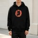 Black Hoodie with Cute Black Cat Surrounded by Halloween Candy Print