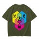 Olive T-Shirt With D20 And Fantasy RPG Themed Hexagon Art
