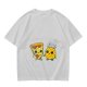 Olive T-Shirt with Cute Pizza and Pineapple Holding Hands Print
