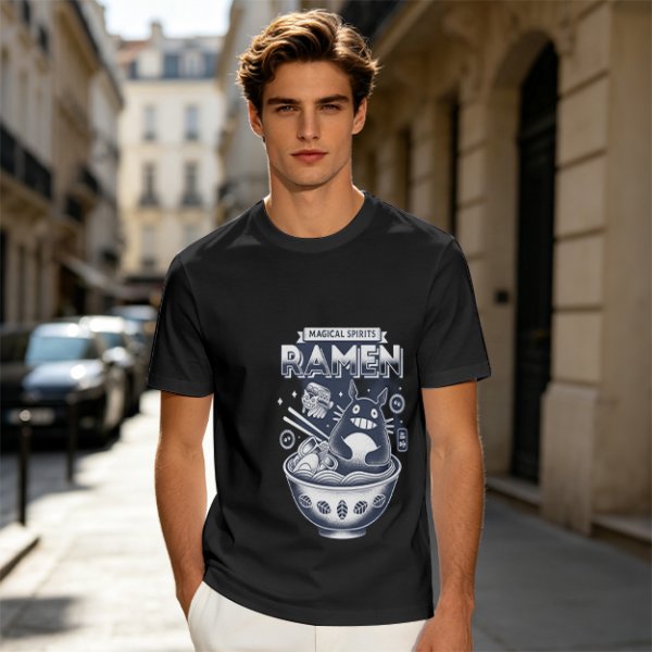 Magical Spirits Ramen Totoro Graphic Olive T-Shirt
