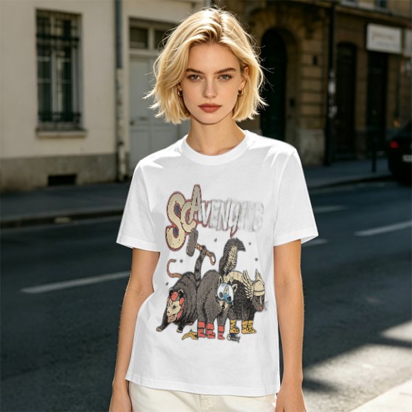 Olive Green T-Shirt With Superhero Animal Squad Graphic Print