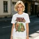 Olive green pizza graphic t-shirt with playful pizza slice characters