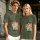 Olive green t-shirt with cute shiba inu ice cream graphic