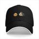 Black Baseball Cap With Cute Fire And Smoke Character Print