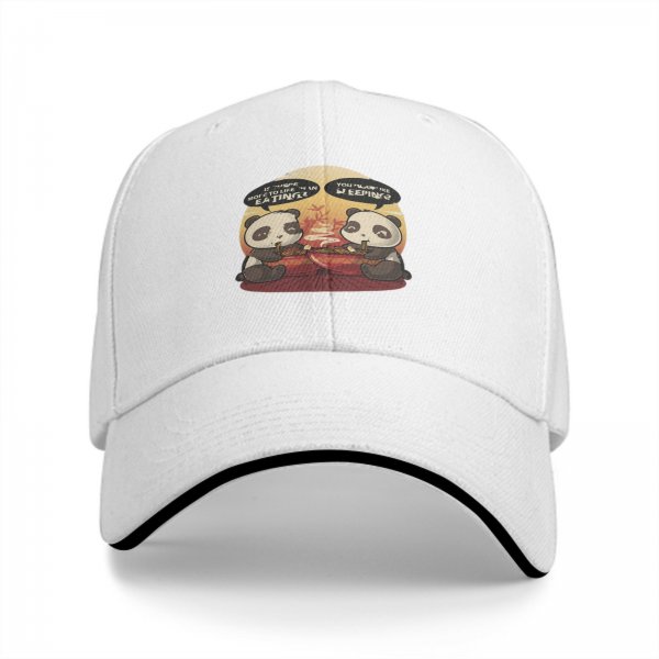 Black baseball cap with panda eating hot pot funny graphic design