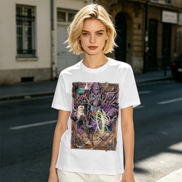 Olive T-Shirt Featuring Fantasy Wizard Card Artwork